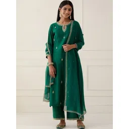 Women Basket Women Ethnic Motifs Embroidered Regular Thread Work Kurta with Palazzos & With Dupatta-picture-35