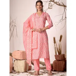 Women Basket Women Floral Printed Kurta with Trousers & Dupatta-picture-31