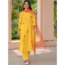 Women Basket Women Floral Printed Regular Kurta with Trousers & With Dupatta-picture-14