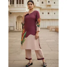 Women Basket Women Floral Printed Regular Pure Cotton Kurta with Trousers-picture-33