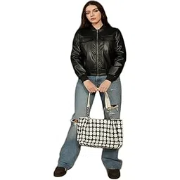 Women Bomber Jacket | Black PU Leather Jacket | Stylish Casual Outfit-picture-54