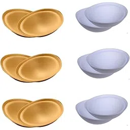 Women Bra and Blouse Cup Removable Cotton Insert Round Shape 6 Pairs Pad in Brown and White Colour-picture-26