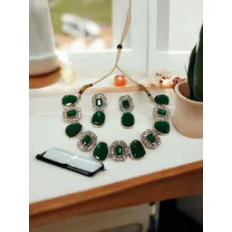 Women Click Silver-Plated Stones Studded Jewellery Set-picture-28