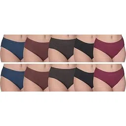 Women Comfortable Pure Cotton Panties (_Solid-54-L Pack of 10) Multicolour-picture-27