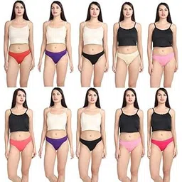Women Comfortable Pure Cotton Panties (Solid-63-XL Pack of 10) Multicolour-picture-10