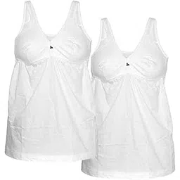 Women Cotton Regular Fit Sleeveless Cotton Bra Cum Comisole Slip Multicolor Pack of 2-picture-49