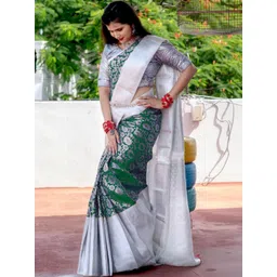 WOMEN ELEGENCE Ethnic Motifs Zari Art Silk Banarasi Saree-picture-21