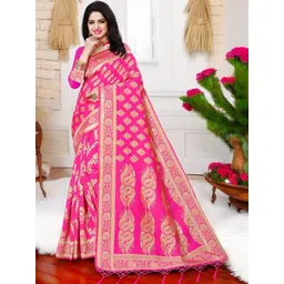 WOMEN ELEGENCE Ethnic Motifs Zari Art Silk Banarasi Saree-picture-19