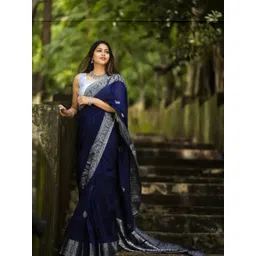 WOMEN ELEGENCE Ethnic Motifs Zari Art Silk Banarasi Saree-picture-22