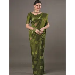 WOMEN ELEGENCE Ethnic Motifs Zari Art Silk Banarasi Saree-picture-14