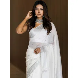 WOMEN ELEGENCE Ethnic Motifs Zari Art Silk Banarasi Saree image 3