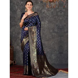 WOMEN ELEGENCE Ethnic Motifs Zari Art Silk Heavy Work Banarasi Saree-picture-34