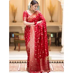 WOMEN ELEGENCE Ethnic Motifs Zari Art Silk Heavy Work Banarasi Saree-picture-29