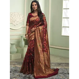 WOMEN ELEGENCE Ethnic Motifs Zari Art Silk Heavy Work Banarasi Saree-image-43