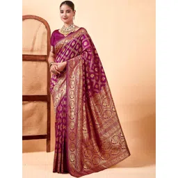 WOMEN ELEGENCE Ethnic Motifs Zari Art Silk Heavy Work Banarasi Saree-picture-36