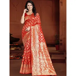 WOMEN ELEGENCE Ethnic Motifs Zari Art Silk Heavy Work Banarasi Saree-picture-38