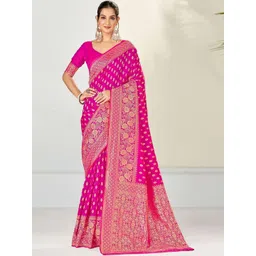 WOMEN ELEGENCE Ethnic Motifs Zari Art Silk Heavy Work Banarasi Saree-picture-39