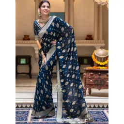 WOMEN ELEGENCE Ethnic Motifs Zari Art Silk Heavy Work Banarasi Saree-picture-33