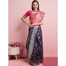 WOMEN ELEGENCE Ethnic Motifs Zari Art Silk Heavy Work Patola Saree-image-41