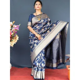 WOMEN ELEGENCE Floral Zari Art Silk Heavy Work Banarasi Saree-picture-19