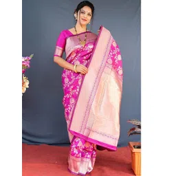 WOMEN ELEGENCE Floral Zari Art Silk Heavy Work Banarasi Saree-picture-18