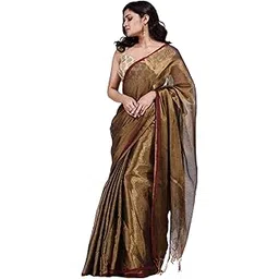 Women Handloom Tissue Saree Ethnic Wear For Occassional Use For Elegance Look Cotton Blended Copper Golden Zari2 And Light Weight-picture-37