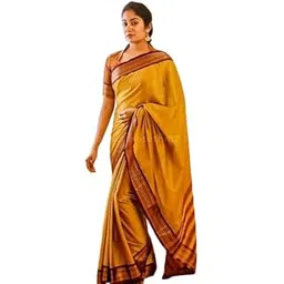 Women Kalyani Cotton Silk Saree With Blouse Piece, Mustard-picture-12