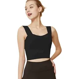 Women Longline Padded Bra, Strappy Crop Tank Tops Wireless Cami Shirt Fitness Yoga Workout Running Free Size (28 Till 34)-picture-12