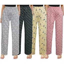 Women Night Wear Pants 4 Pack Free Size (Prints may Vary) (28 to 36 inch)-picture-11