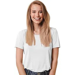 Women Plain White T Shirt - Casual Cotton Round Neck Short Sleeve Top-picture-23