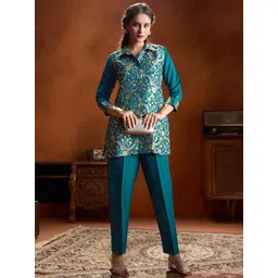 WOMEN PLUS Moh Collection Plus Size Jacquard Weave Shirt Collar Tunic With Trouser-picture-36