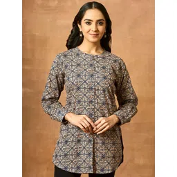 WOMEN PLUS Women Printed Pure Cotton Short Kurti-picture-43