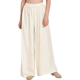 Women Rayon Palazzo | Relaxed Bottom Pants-OFF-WHITE-2XL-picture-40