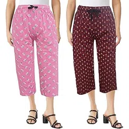 Women Regular Fit Capri Pack of 2 (28 to 36 Inch) (Prints May Vary)-picture-53