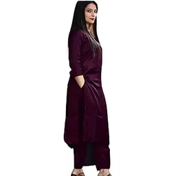 Women Solid Plain Kurta Pant Set image 1