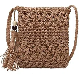 Women Straw Wicker Handmade Boho Rattan Woven Crossbody Small Crochet Beach Tote Sling Bag | Ladies Purse Handbag-picture-52