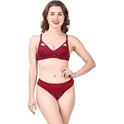 Women Stylish Cotton Bra and Underwear Set (Minal_Maroon_30pt)-picture-38