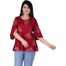 Women Viscose Rayon Cape Top for Women Girls Regular Wear Top Office Wear Top Color Maroon (Medium)-picture-45