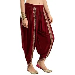 Women/Girls Cotton Rayon Solid Full Length Lace Loose Fit Plain Dhoti Pant/Salwar/Patiala (Maroon)-picture-50