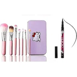 Women's & Girl's 7 Pink Makeup Brushes Set with 1 Eyeliner - (Pack of 8)-picture-28