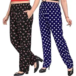 Women's & Girls Cotton Printed Pyjama/Lower, Night Wear, Lounge Wear with Pocket - Pack of 2-picture-12
