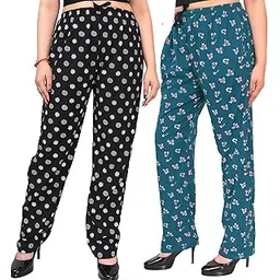 Women's & Girls Cotton Printed Pyjama/Lower, Night Wear, Lounge Wear with Pocket - Pack of 2-picture-34