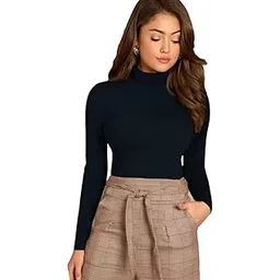 Women's & Girls High Neck Full Sleeves Short Length Sweaters Soft Stretchy Fitted Cotton Blend-picture-19