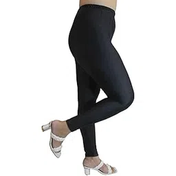 Women's Basic Cotton Leggings, Black, Elastic Waistband, Full Length, Casual Wear Tights-picture-42