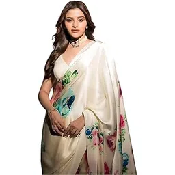Women's Beautiful Digital Printed Japan Satin SIlk Saree With Blouse-picture-44