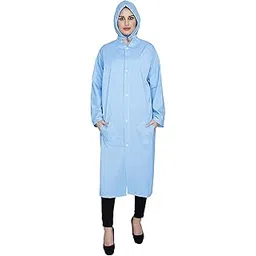Women's Blue Solid Waterproof Raincoat (Small, 46)-picture-23