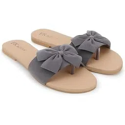 Women's Bow Slipers– Elegant Toe Ring Sandals for Casual & Daily ||FK_01_GREY_A15_P3-picture-20