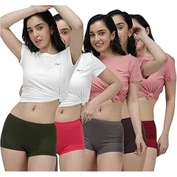 Women's Boxer Panties Pack of 4 – Multicolour Soft Cotton Stretchable Boyshorts | Mid-Rise Full Coverage Innerwear for Ladies, Teens & Girls-picture-23