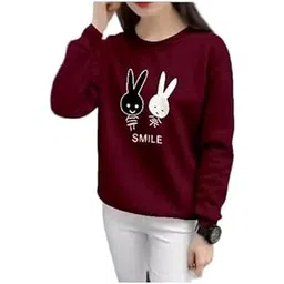 Women's Casual Print Sweatshirt, Long Sleeve Winter Wear (in, Alpha, XS, Maroon.)-picture-29