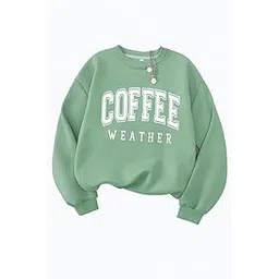 Women's Casual Sweatshirt, Fleece, Regular Fit, Graphic Text Print, Round Neck, Long Sleeve, Winter Wear-image-15